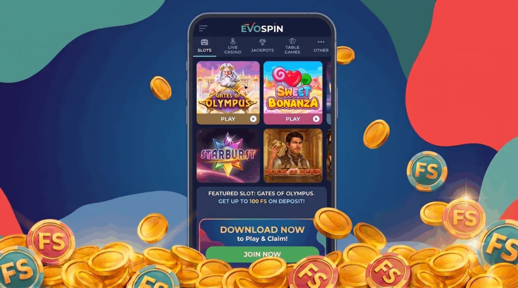 Interface-weergave van de mobiele casinolobby met gokkasten in de Evospin-app - evospins-nl.com